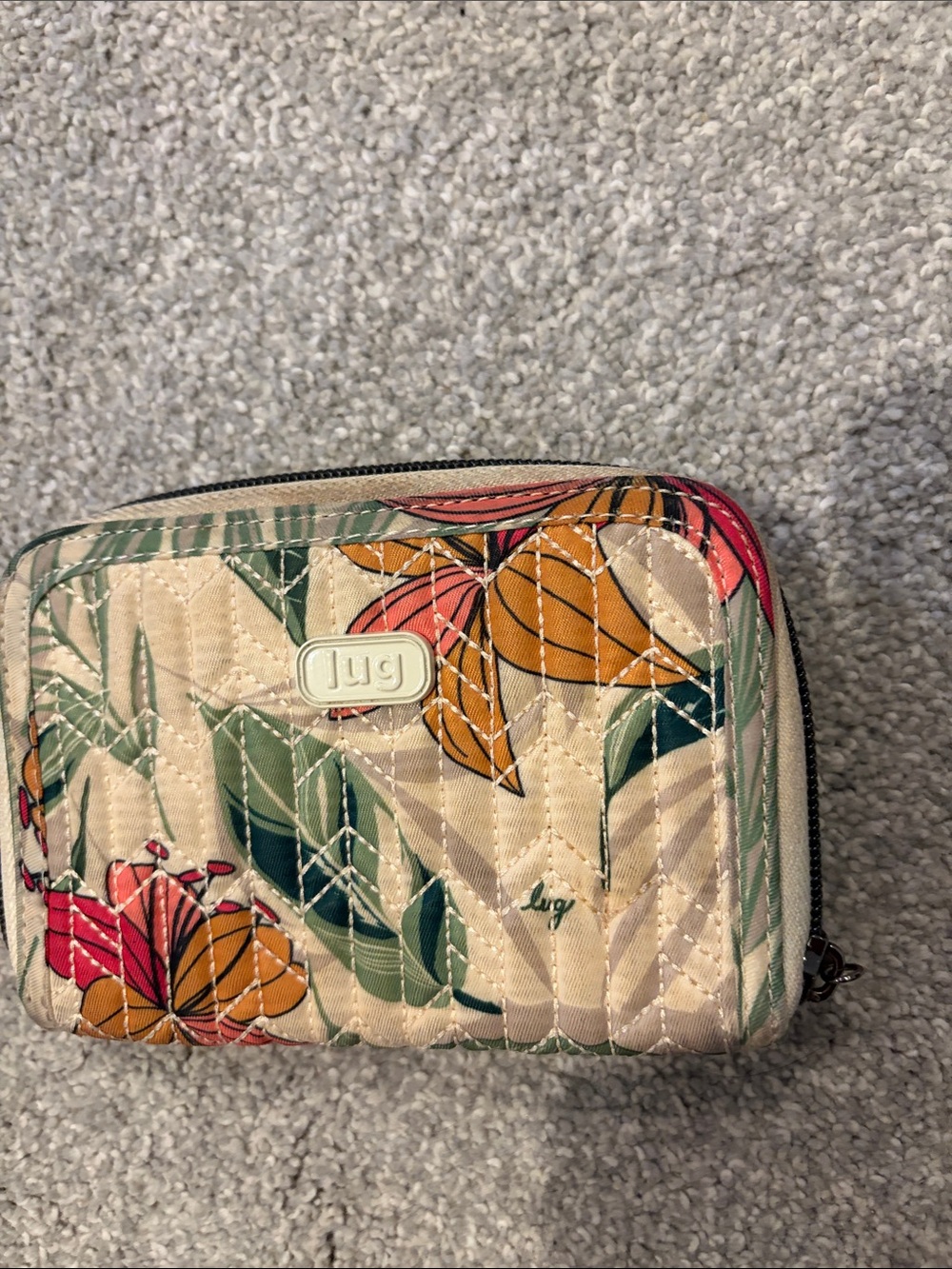 Lug Rodeo Quilted Floral Zip Wallet in Cream and Multicolor